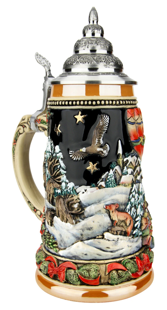 Santa In Balloon German Christmas Beer Stein - Image 6