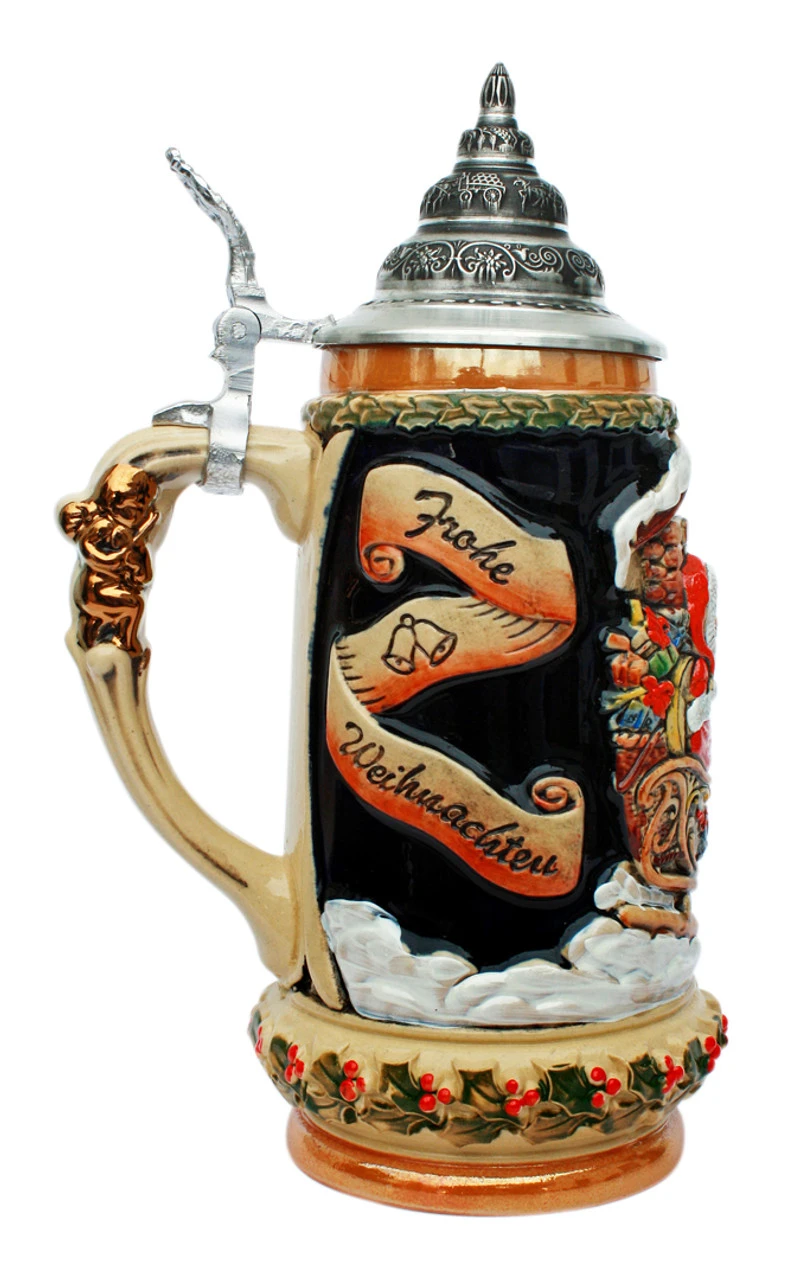 Santa In Sleigh Christmas Beer Stein 2 Santa In Sleigh Christmas Beer Stein - Image 2
