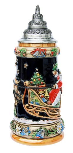 Santas Alpine Sleigh Ride Christmas Beer Stein -German Beer Steins Sales Store Santas Alpine Sleigh Ride Christmas Beer Stein K046 FNT SM 10342.1412178677