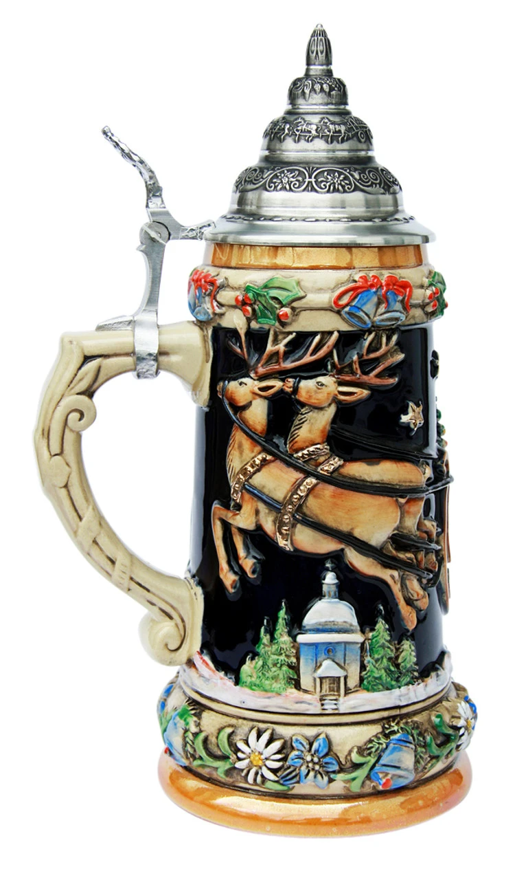 Santas Alpine Sleigh Ride Christmas Beer Stein - Image 2