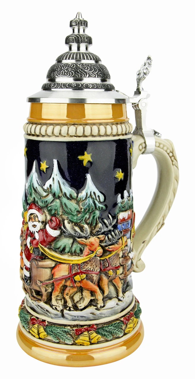 Santas Alpine Sleigh Ride Christmas German Beer Stein - Image 5