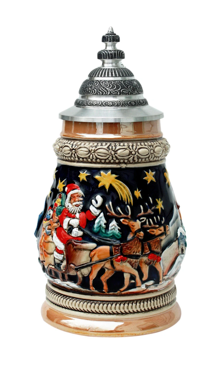Santa's Sleigh Alpine Christmas Beer Stein 1 Santa's Sleigh Alpine Christmas Beer Stein