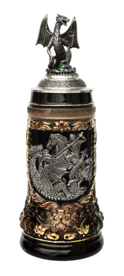 St. George Dragon Slayer Beer Stein With Dragon Lid