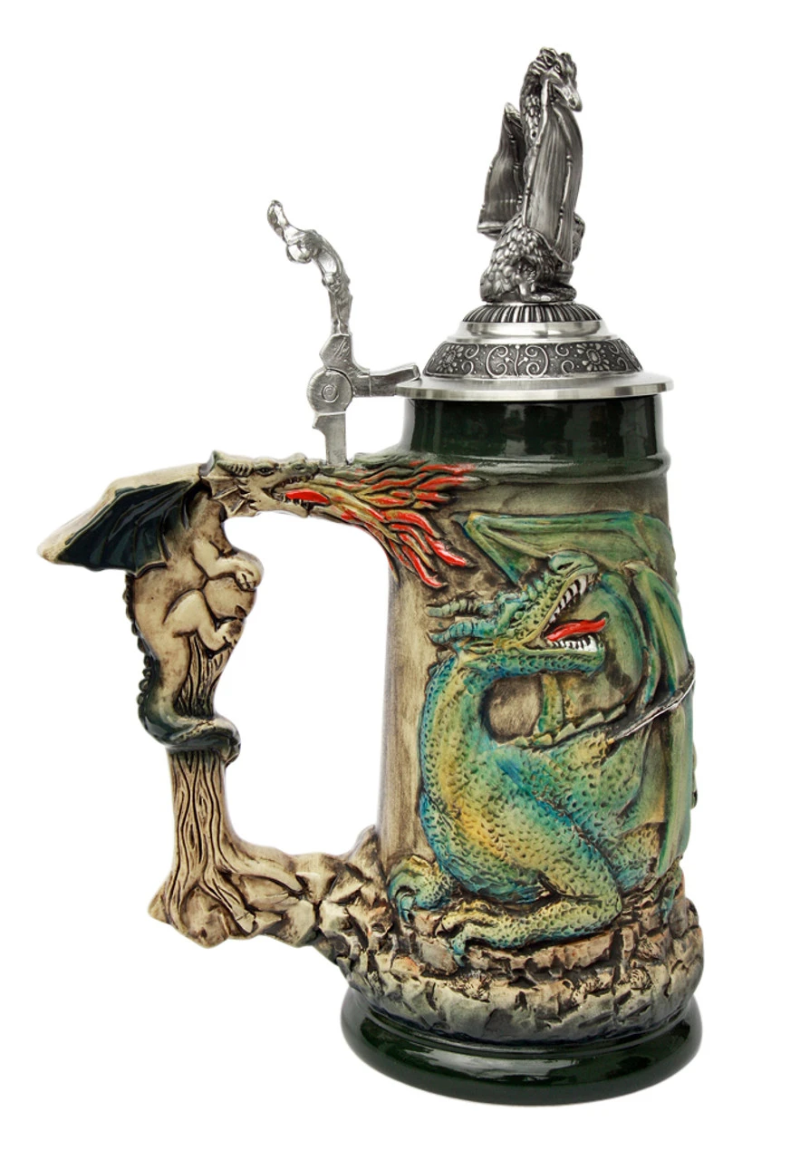 Knight Dragon Slayer Beer Stein With Dragon Lid - Image 3