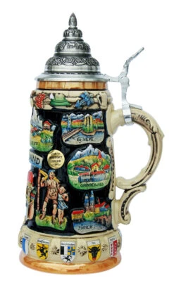 Switzerland Commemorative Beer Stein 5 Switzerland Commemorative Beer Stein -German Beer Steins Sales Store Switzerland Panorama Beer Stein K309SW RS SM 23908.1401399247