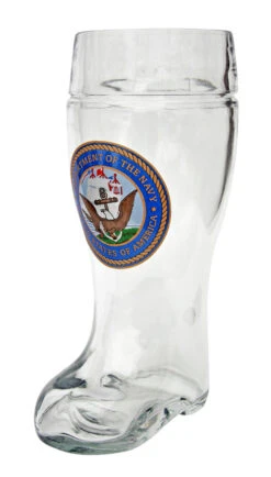 US Navy Glass Beer Boot 1 Liter -German Beer Steins Sales Store US Navy Glass Beer Boot 1 Liter BK79NV Angle SM 40259.1515713665