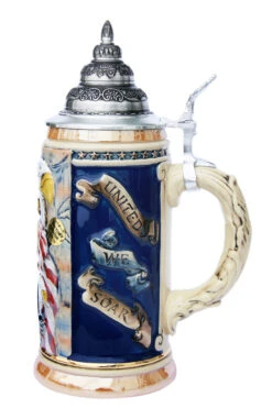US Air Force Eagle Of Freedom Beer Stein -German Beer Steins Sales Store United We Stand Beer Stein K728 RS SM 81784.1401399304