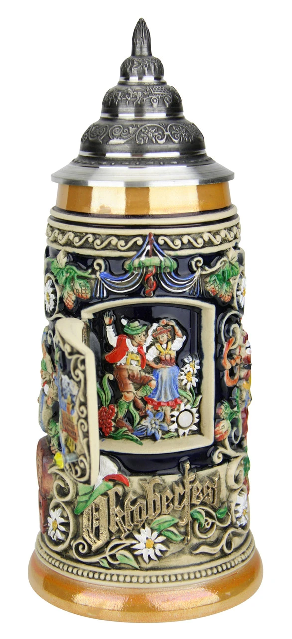 Window To Oktoberfest Dancing Couple Munich Beer Stein