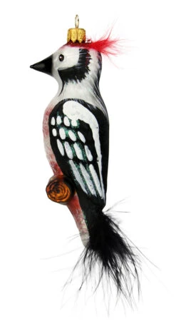 Woodpecker Glass Christmas Ornament